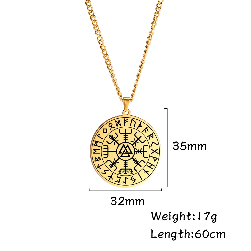 Viking Vegvisir Pendant Necklace Stainless Steel 3 Viking Vegvisir Pendant Necklace Stainless Steel - Image 3