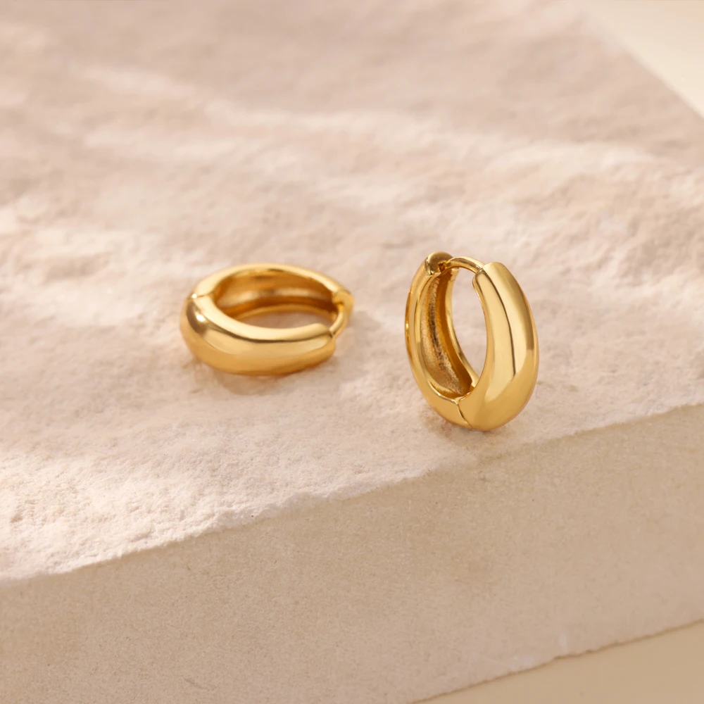 Gold Stainless Steel Geometric Earrings 5 Gold Stainless Steel Geometric Earrings - Image 5