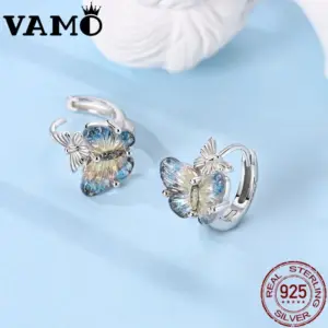 Sterling Silver Butterfly Earrings with Zircon Stones 8 S01bfbc00a46444e0b6cc9f9f9f9272eeP