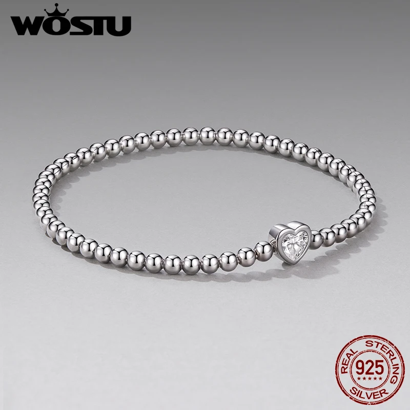 Sterling Silver Heart Bracelet with Cubic Zirconia 3 Sterling Silver Heart Bracelet with Cubic Zirconia - Image 3