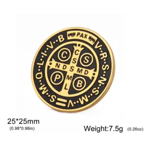 Stainless Steel Saint Benedict Brooch 25x25 mm 15 S0404ca34934740c987470baa51ea33f1M