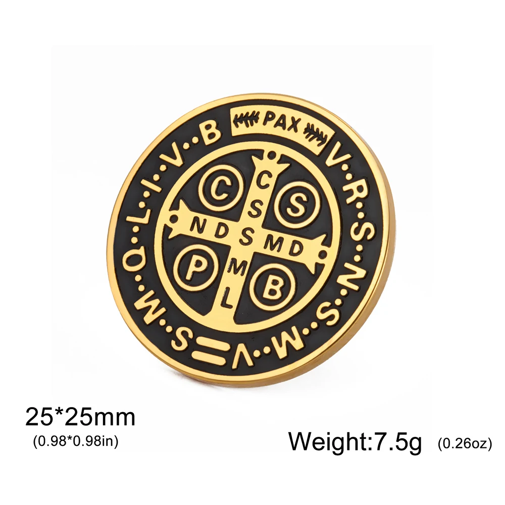 Stainless Steel Saint Benedict Brooch 25x25 mm 6 Stainless Steel Saint Benedict Brooch 25x25 mm - Image 6