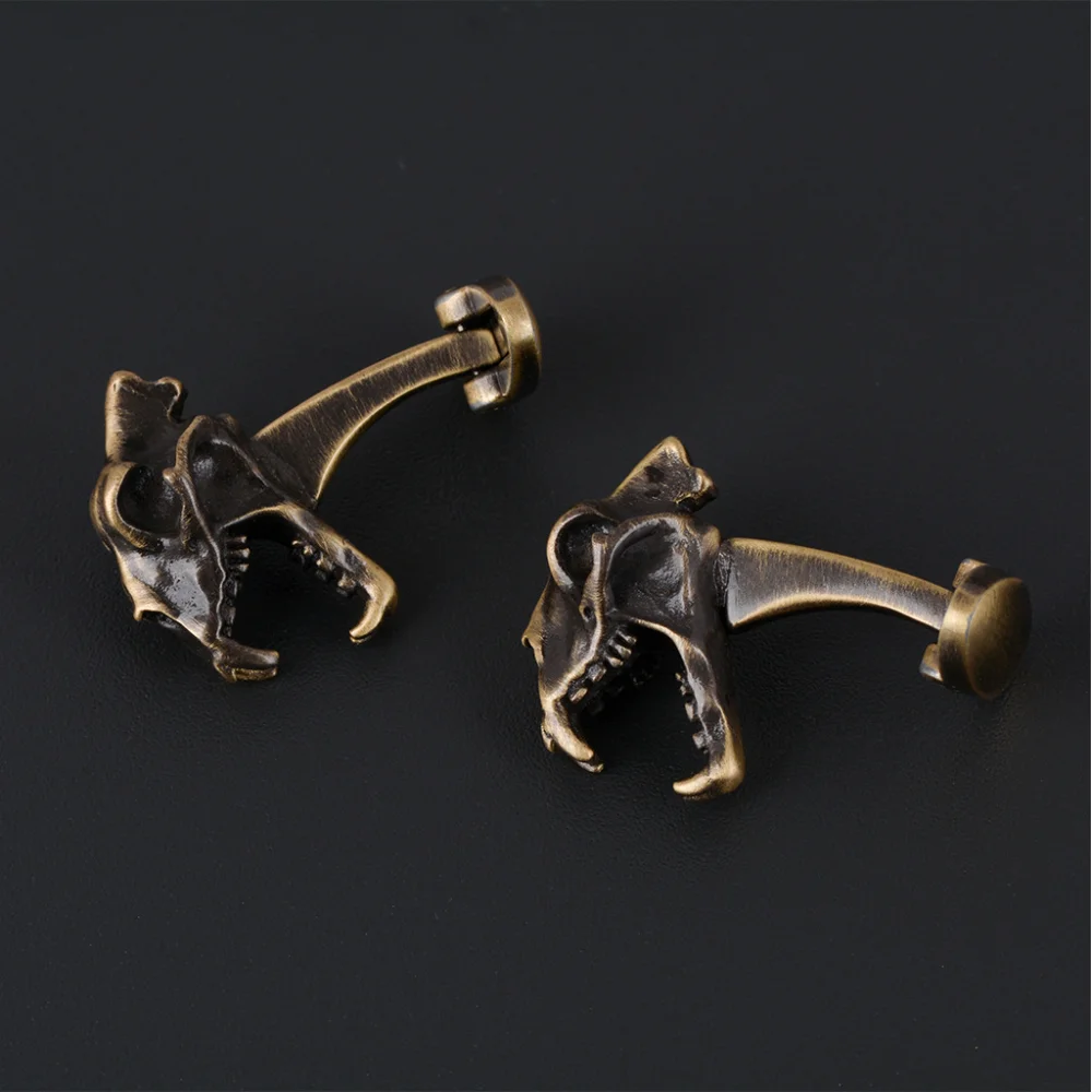 Vintage Dinosaur Skull Cufflinks in Light Grey 3 Vintage Dinosaur Skull Cufflinks in Light Grey - Image 3