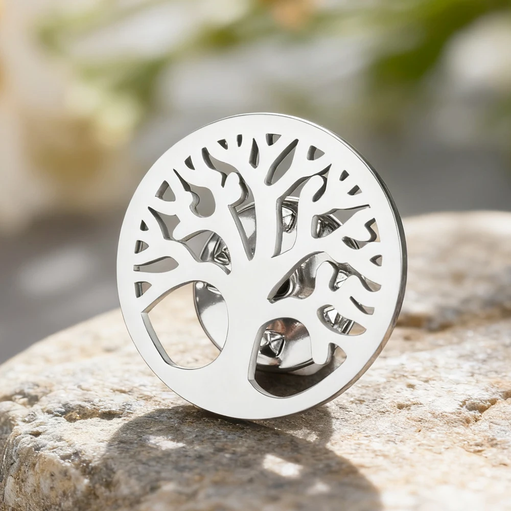 Tree of Life Vintage Brooch in Steel & Gold 4 Tree of Life Vintage Brooch in Steel & Gold - Image 4