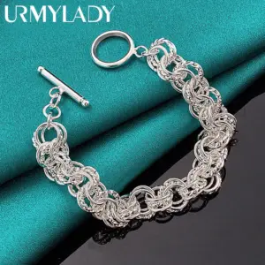 Elegant 925 Silver Women's Bracelet with Circular Links 7 S070e8429978e44cf963d63a13b4e78c59