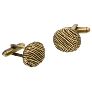 Vintage Brass Woven Ball Cufflinks in Grey Gold 8 S088ba6e4aa844f52b7177de497b4150dB