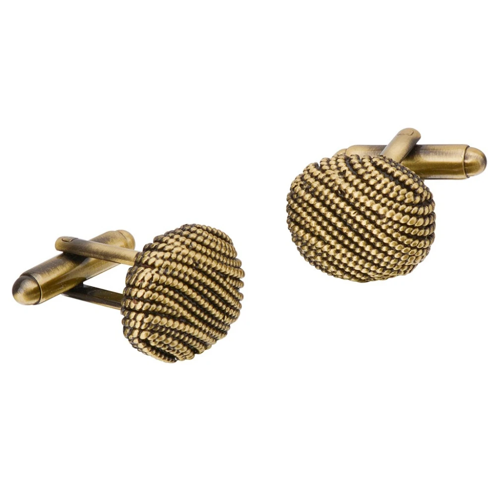 Vintage Brass Woven Ball Cufflinks in Grey Gold 4 Vintage Brass Woven Ball Cufflinks in Grey Gold - Image 4