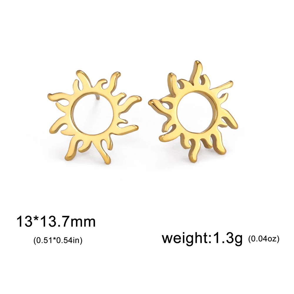 Vintage Stainless Steel Sun Earrings for Women 6 Vintage Stainless Steel Sun Earrings for Women - Image 6