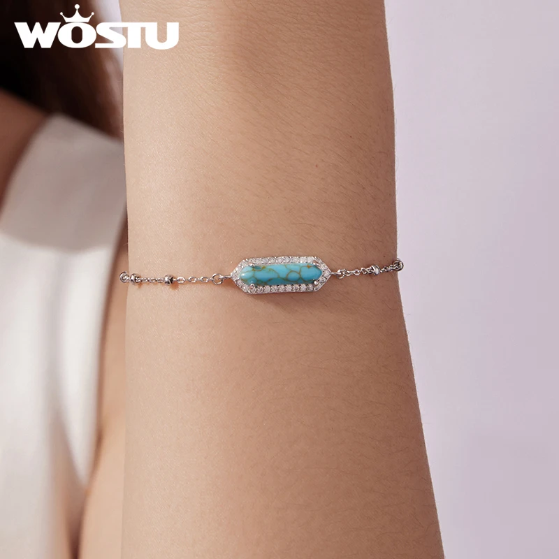 Miniature Turquoise Rectangle Bracelet for Women 4 Miniature Turquoise Rectangle Bracelet for Women - Image 4