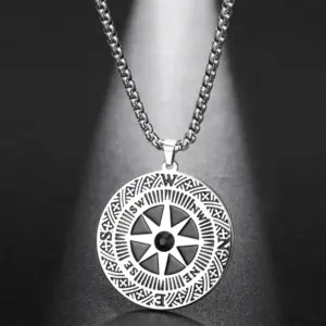 Vintage Stainless Steel Compass Necklace for Men and Women 10 S0b7a8e031b664392905f82d0b460e074G