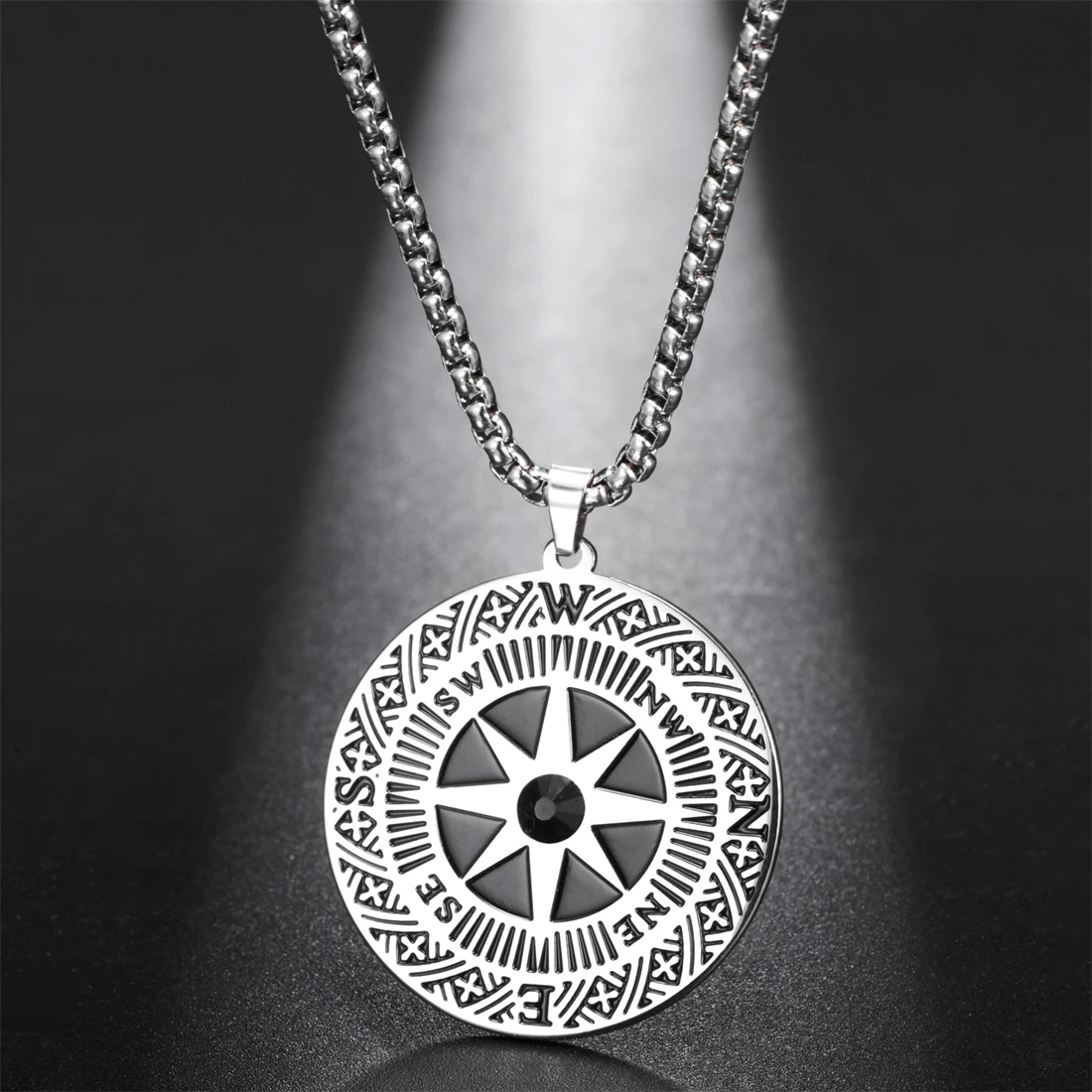 Vintage Stainless Steel Compass Necklace for Men and Women 4 Vintage Stainless Steel Compass Necklace for Men and Women - Image 4
