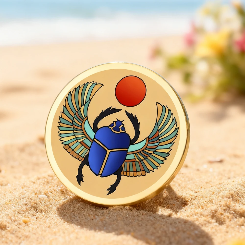 Stainless Steel Egyptian Scarab Brooch 30x30 mm 3 Stainless Steel Egyptian Scarab Brooch 30x30 mm - Image 3