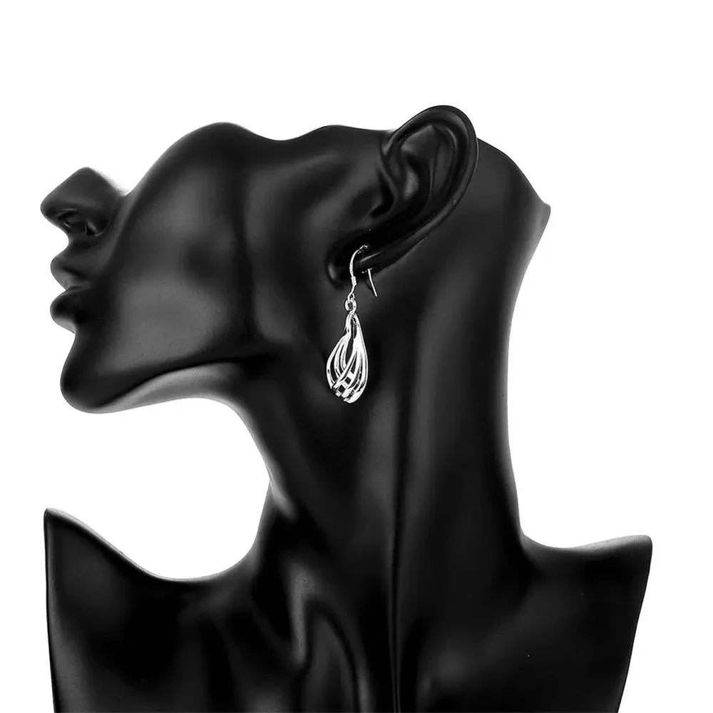 Sterling Silver Heart-Shaped Drop Earrings 2 Sterling Silver Heart-Shaped Drop Earrings - Image 2