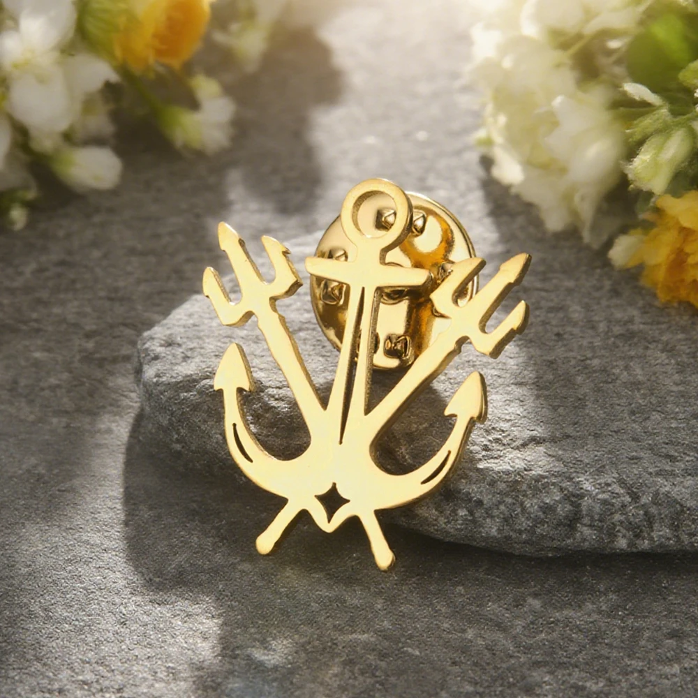 Nordic Mythology Anchor Trident Brooch 3 Nordic Mythology Anchor Trident Brooch - Image 3
