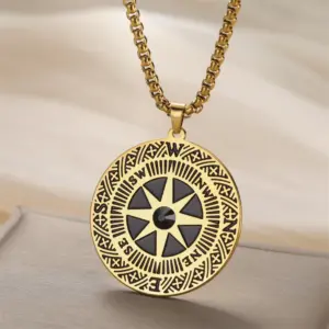 Vintage Stainless Steel Compass Necklace for Men and Women 9 S105497adca734eb183c92d12b16a0100d
