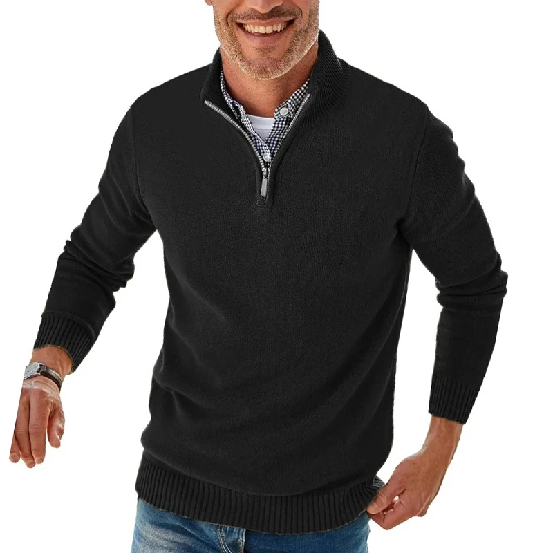 Men’s Gray Zipper Pullover Sweater 2 Men’s Gray Zipper Pullover Sweater - Image 2