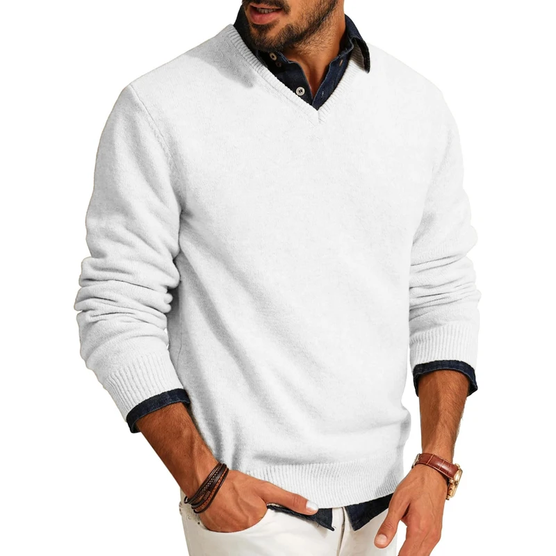 Men’s Light Beige V-Neck Sweater by ANIMAL GAME 2 Men’s Light Beige V-Neck Sweater by ANIMAL GAME - Image 2