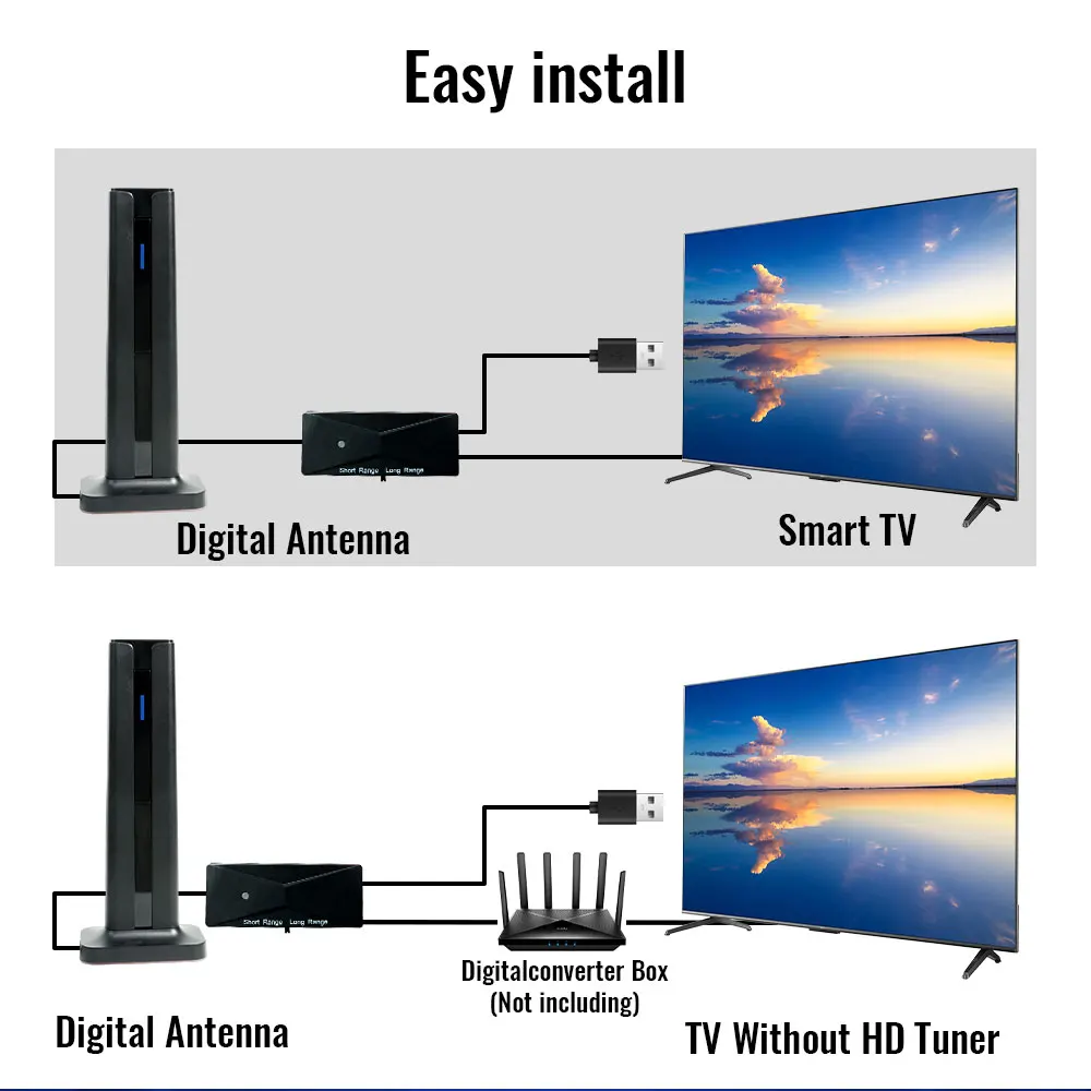 Black Indoor TV Antenna with 200-Mile Range 5 Black Indoor TV Antenna with 200-Mile Range - Image 5