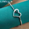 925 Sterling Silver Heart Cuff Bracelet for Women