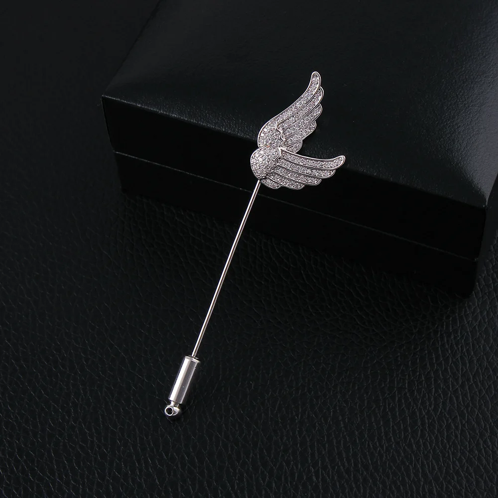 Light Grey Wings Brooch with Rhinestones 4 Light Grey Wings Brooch with Rhinestones - Image 4