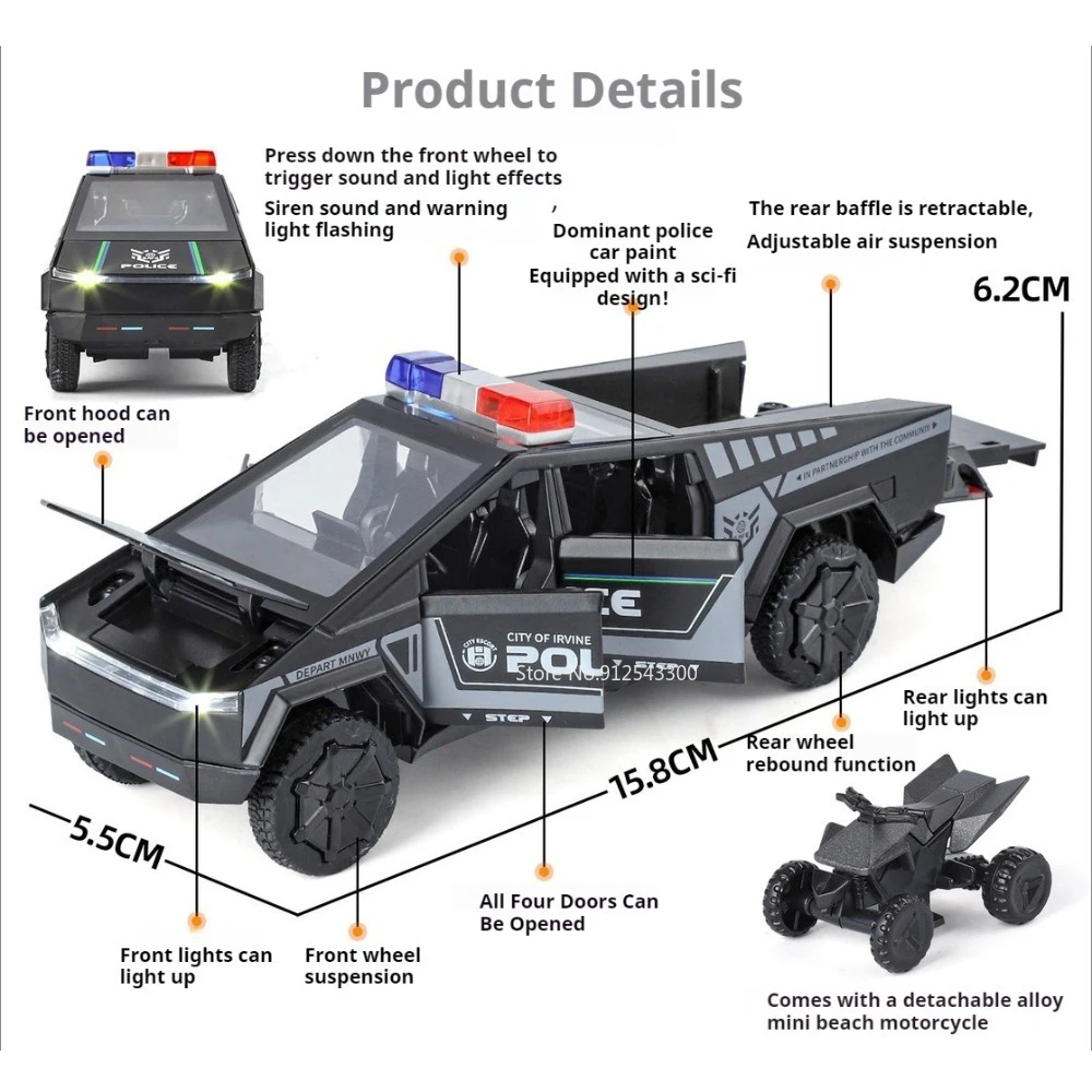 1:32 Scale Police Pickup Model Vehicle 2 1:32 Scale Police Pickup Model Vehicle - Image 2