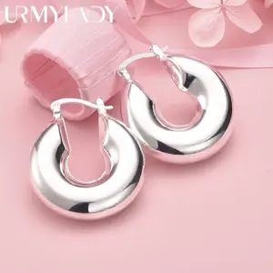 Sterling Silver Round Clip Earrings for Women 7 S175b097a13cc48c2bac00cd22b548b88E