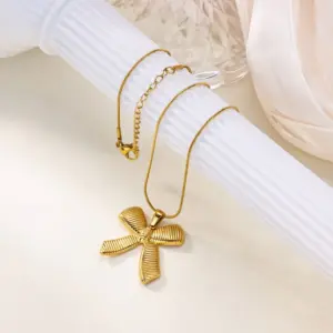 Gold Geometric Bow Necklace for Women 7 S190b8366fed9443ca60f4727bf6d76d4Y