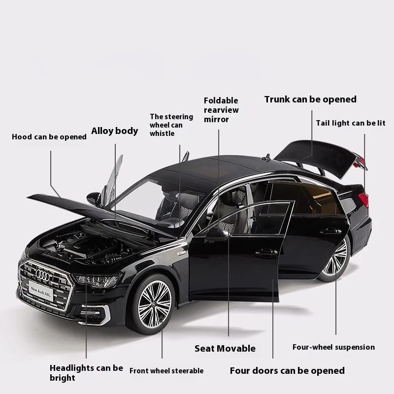 Black 1:18 Audi A6L Diecast Model Car 2 Black 1:18 Audi A6L Diecast Model Car - Image 2