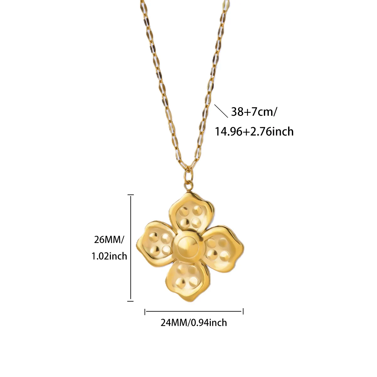 Elegant Gold Stainless Steel Women’s Necklace with Clover 5 Elegant Gold Stainless Steel Women’s Necklace with Clover - Image 5