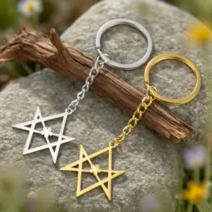 Stainless Steel Unicursal Hexagram Keychain 9 S1b82a9176e1f435bb3445f2f112648cdt