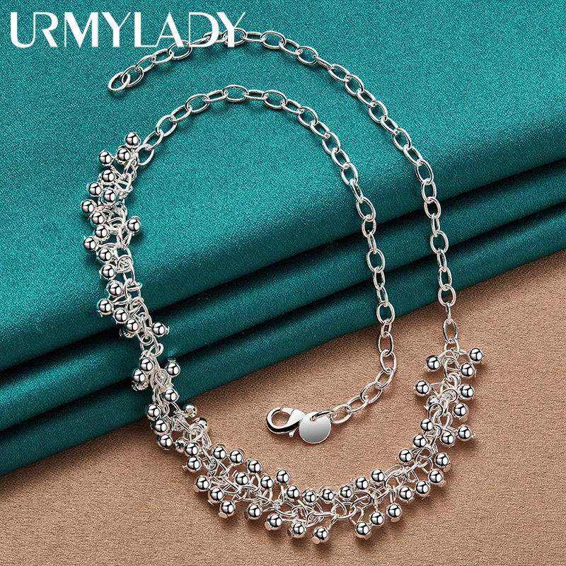 Sterling Silver Beaded Necklace for Women 4 Sterling Silver Beaded Necklace for Women - Image 4