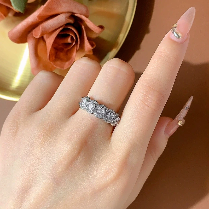 Elegant Silver Wedding Band with Zirconia 6 Elegant Silver Wedding Band with Zirconia - Image 6