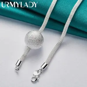 Sterling Silver 20mm Matte Pendant Necklace 10 S222acdbc085a42cab8924bdd02c6ffc9h