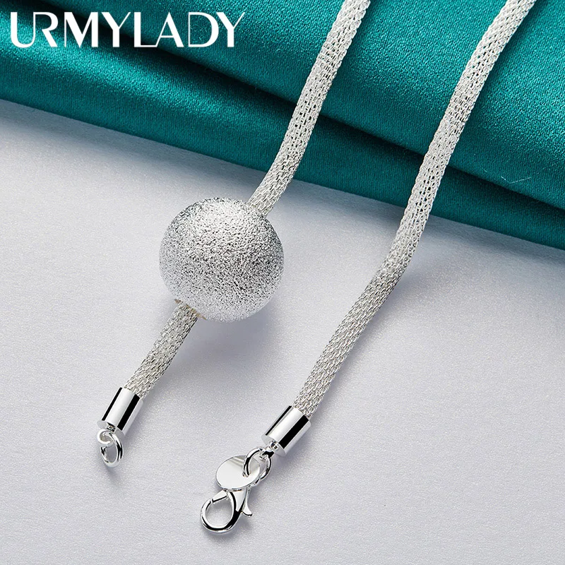 Sterling Silver 20mm Matte Pendant Necklace 5 Sterling Silver 20mm Matte Pendant Necklace - Image 5