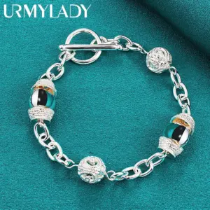 925 Sterling Silver Ball Chain Bracelet for Women 8 S22553af1f0a342ee933f4b40cb2d99ebQ