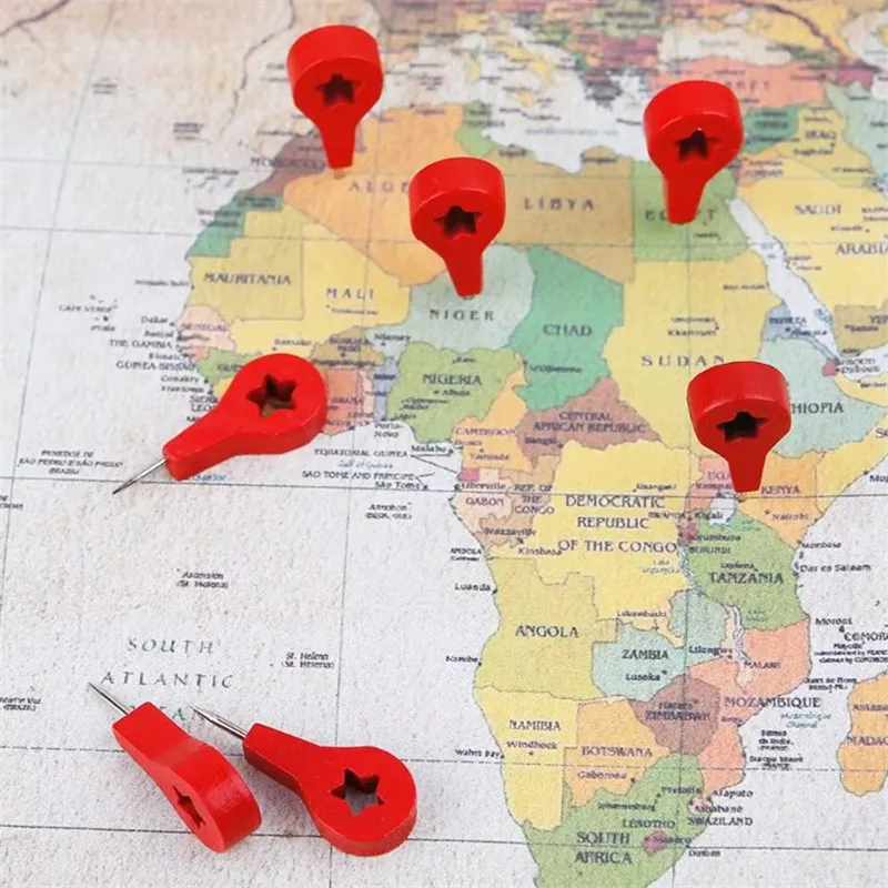 Vibrant Red Wooden Thumbtacks Set of 40 2 Vibrant Red Wooden Thumbtacks Set of 40 - Image 2