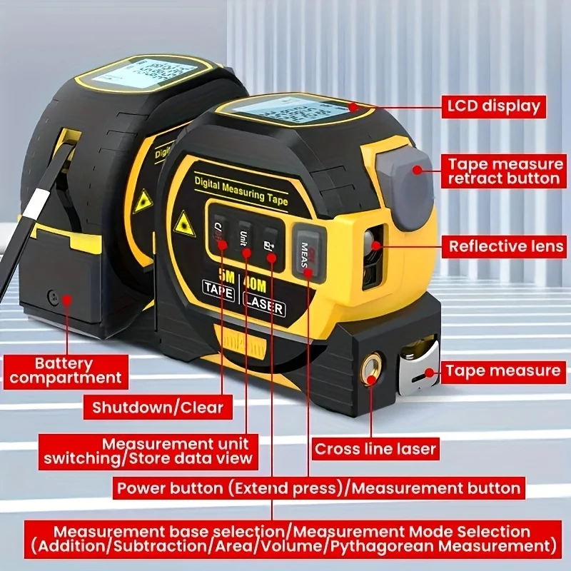 3-in-1 Digital Measurement Device with Laser Rangefinder 2 3-in-1 Digital Measurement Device with Laser Rangefinder - Image 2