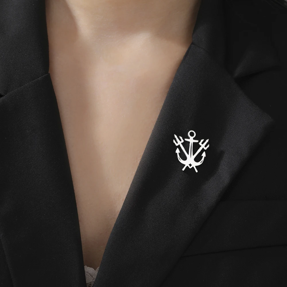Nordic Mythology Anchor Trident Brooch 2 Nordic Mythology Anchor Trident Brooch - Image 2