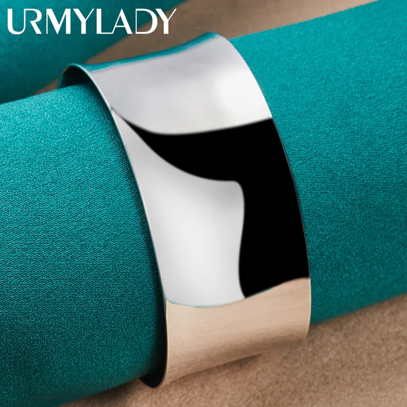 925 Sterling Silver Wide Cuff Bracelet for Women 4 925 Sterling Silver Wide Cuff Bracelet for Women - Image 4