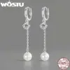 Elegant Silver Pearl Drop Earrings for Women