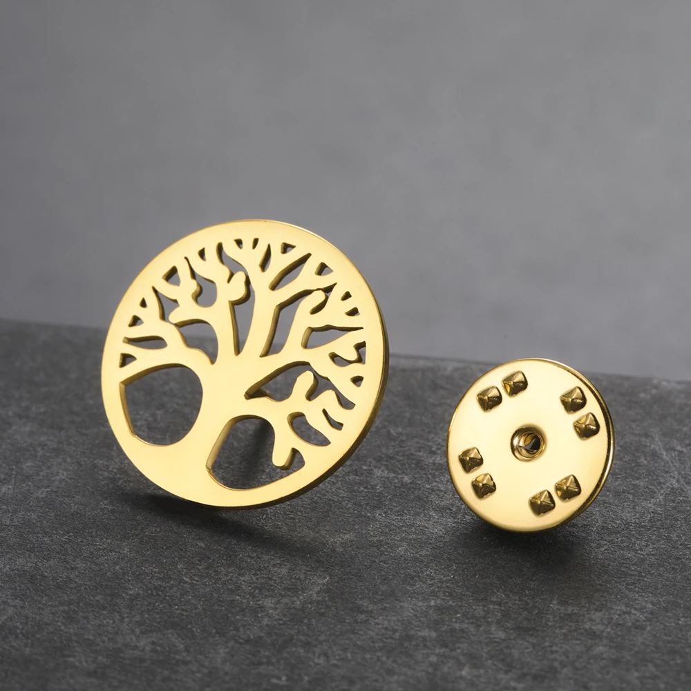 Tree of Life Vintage Brooch in Steel & Gold 3 Tree of Life Vintage Brooch in Steel & Gold - Image 3