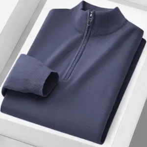 Men's Beige Knitted Polo Sweater with Zipper 18 S28b4d039384d46fc9ab13c6f13ba5f36d