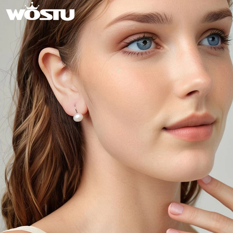 Sterling Silver Pearl Hoop Earrings 3 Sterling Silver Pearl Hoop Earrings - Image 3