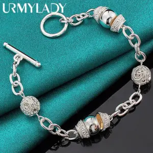 925 Sterling Silver Ball Chain Bracelet for Women 11 S2b4c02c4d67d44189f7c4f782bc11e69W