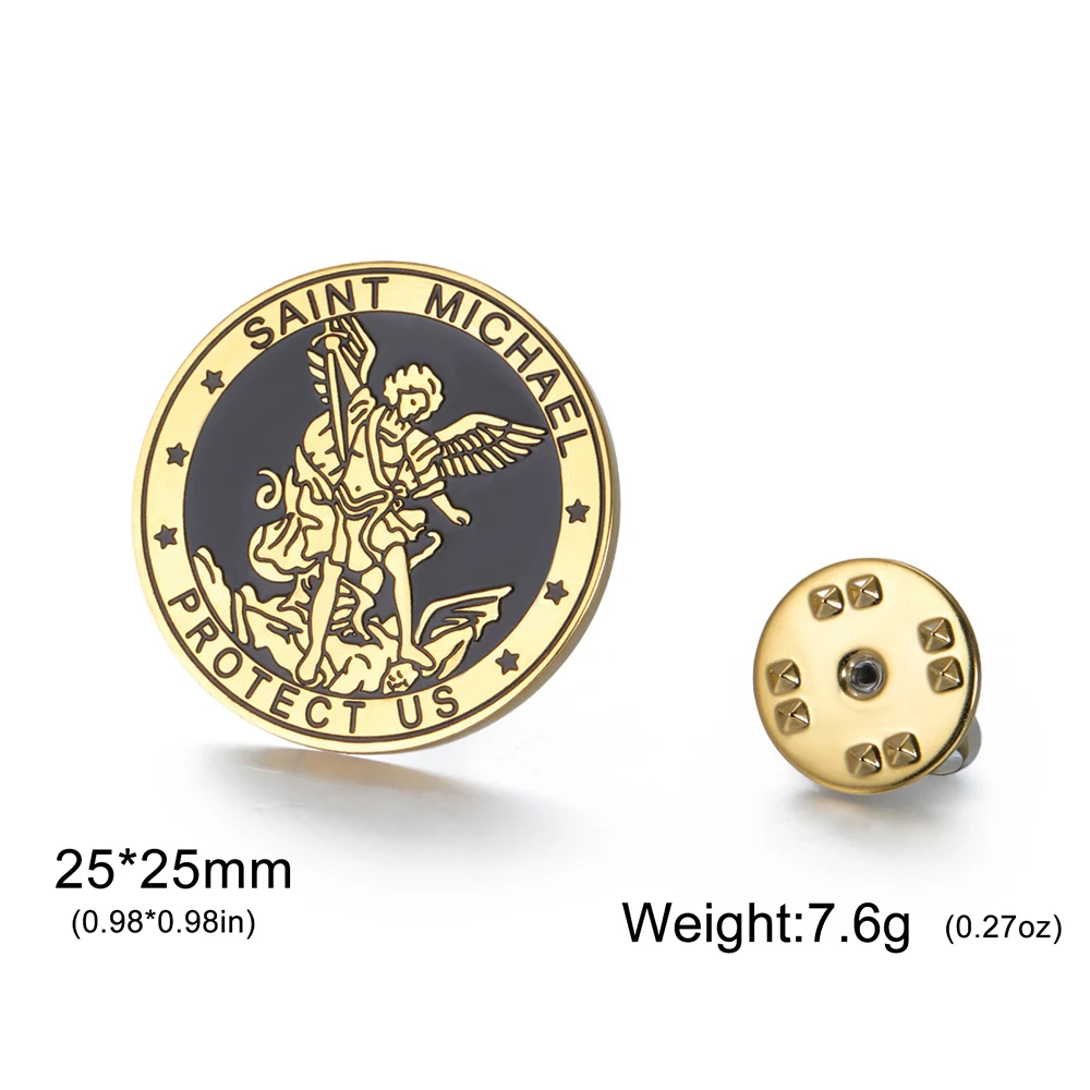 Stainless Steel Saint Michael Brooch Pin 6 Stainless Steel Saint Michael Brooch Pin - Image 6