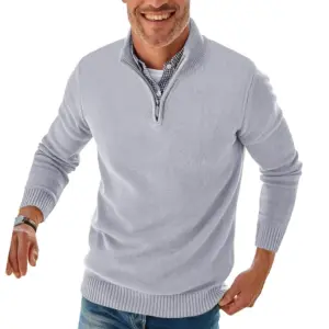 Men’s Gray Zipper Pullover Sweater 16 S2c43ba66f8a64ade8e420cdc131519c5R