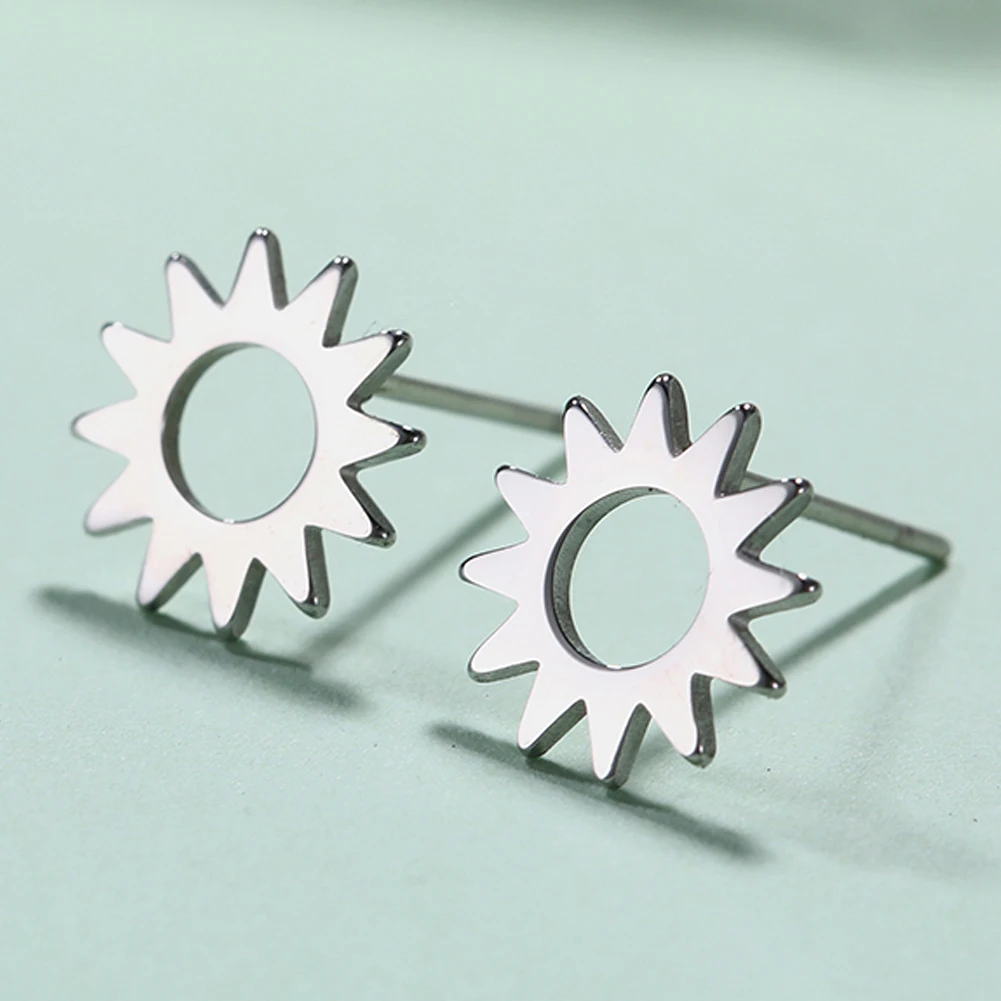 Vintage Stainless Steel Sun Earrings for Women 7 Vintage Stainless Steel Sun Earrings for Women - Image 7