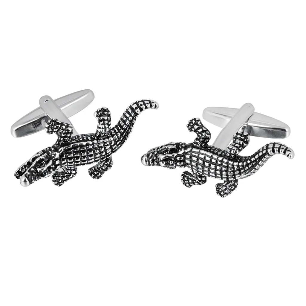 Vintage Silvery Crocodile Cufflinks 6 Vintage Silvery Crocodile Cufflinks - Image 6