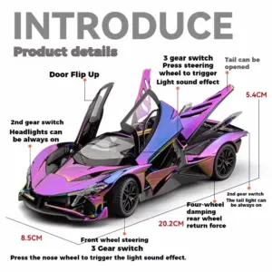 Pink 1:24 Scale Diecast Car Model with Sound & Light 14 S2d5d355186ae4fbab7567d1cfb89b4e2T