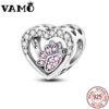 Silver Heart and Paw Print Bead Charm